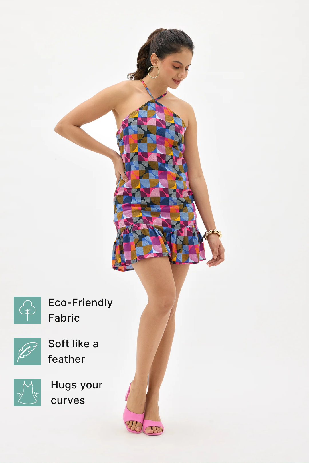 Ati|Breathable Chic Cotton Halter Dress