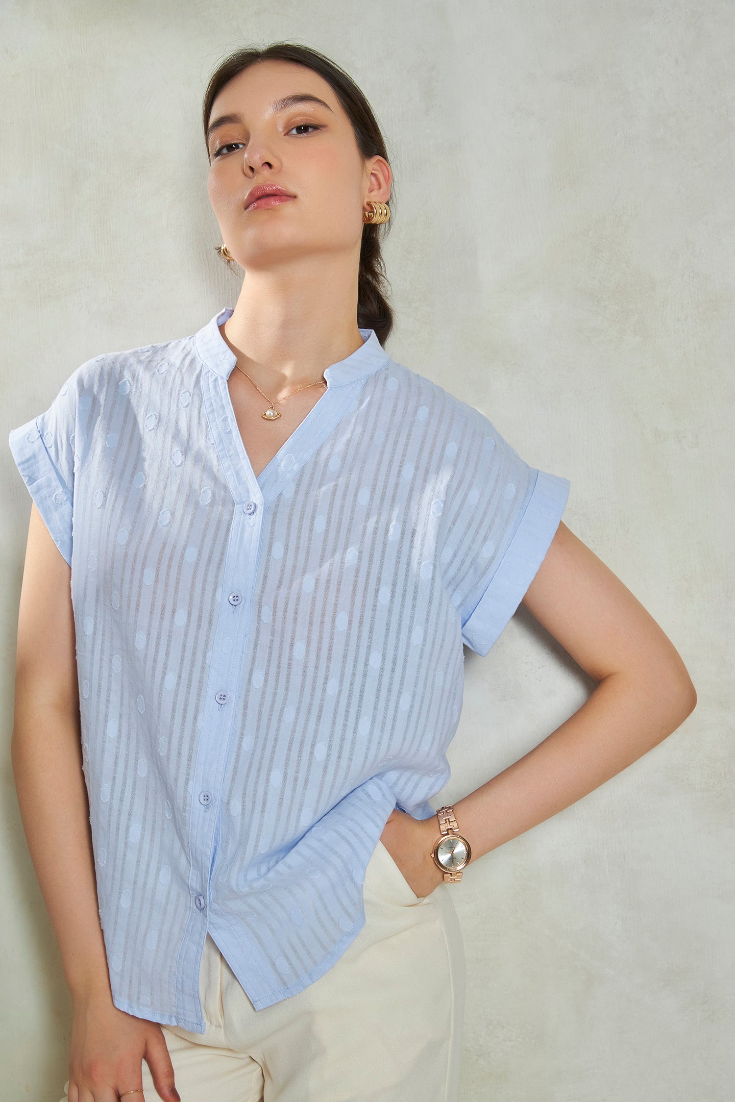 Penny|Breathable cotton dobby shirt