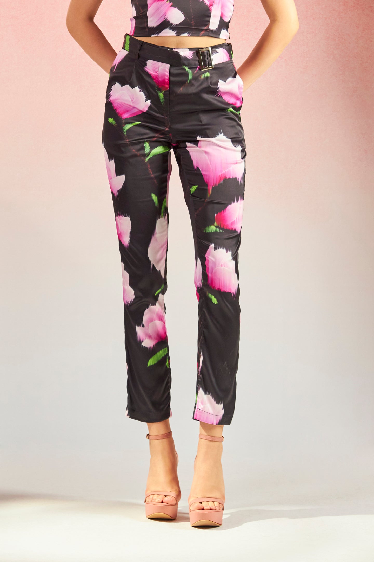 Darcel Trouser|Chic Lycra Satin Floral Trousers