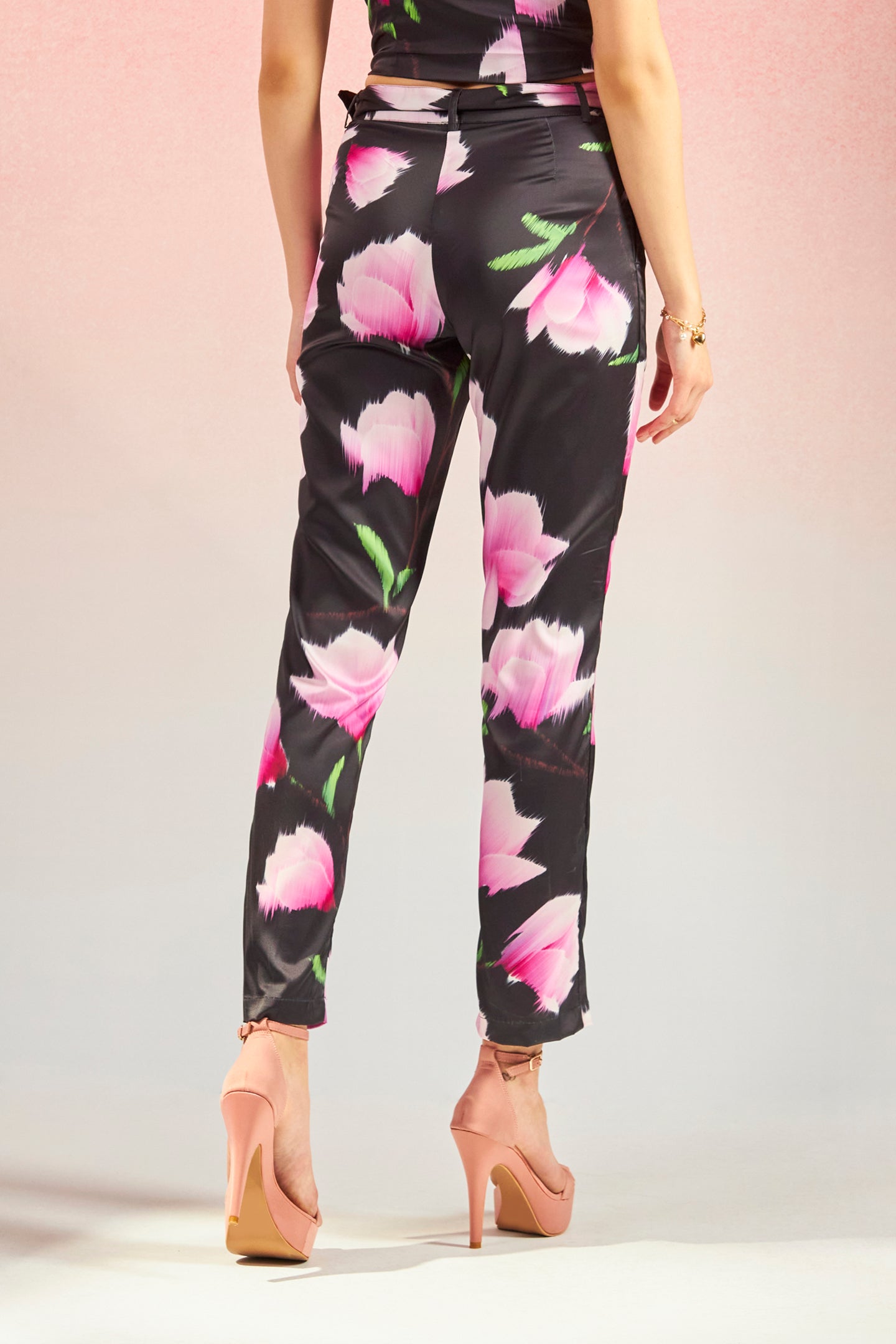 Darcel Trouser|Chic Lycra Satin Floral Trousers