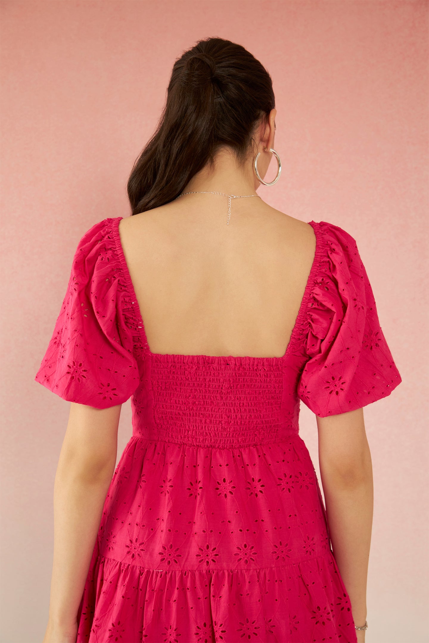 Rhea|Comfy cotton schiffli tiered dress