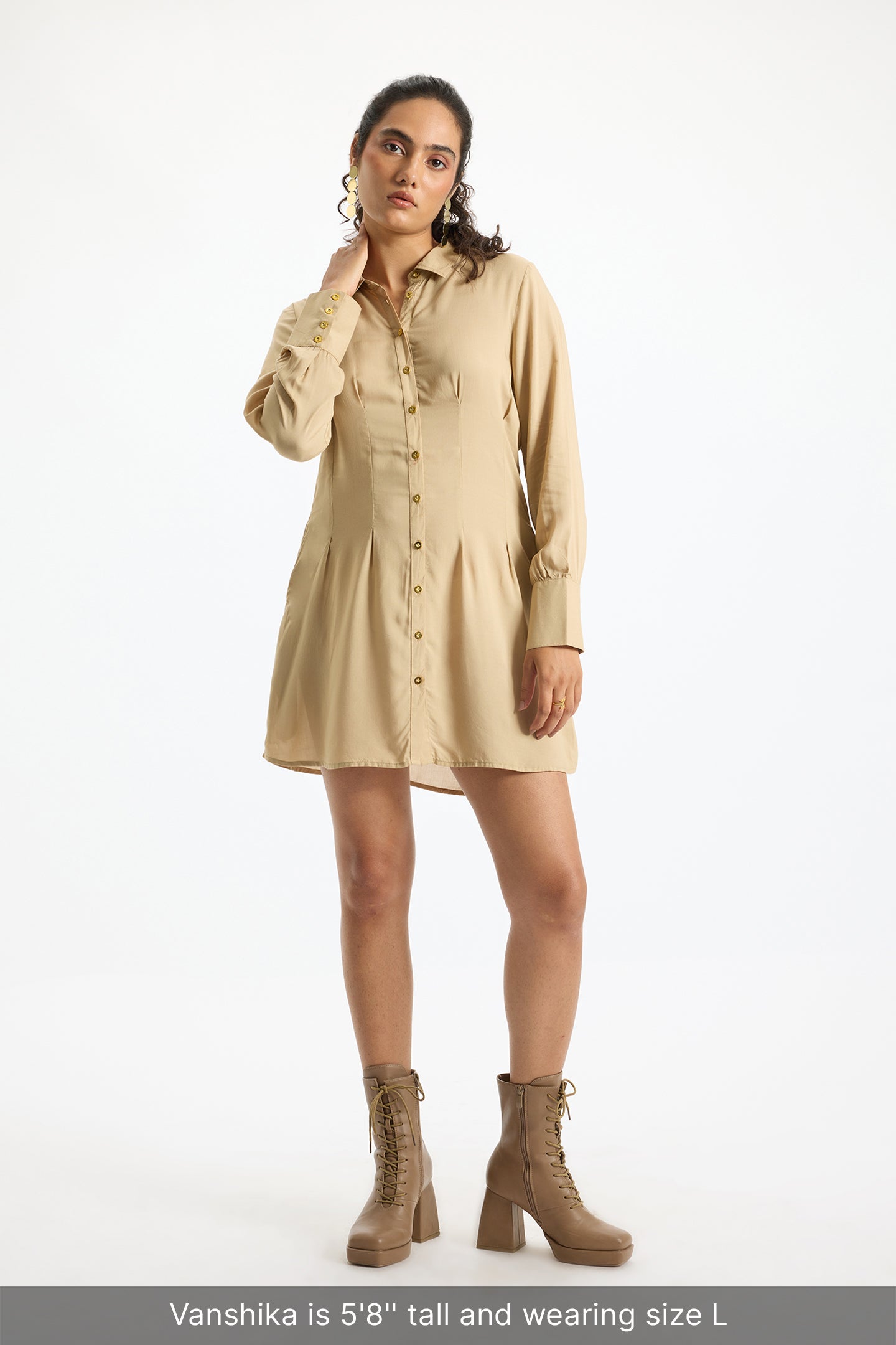 Avika|Soft Modal Front Draped Shirt Dress