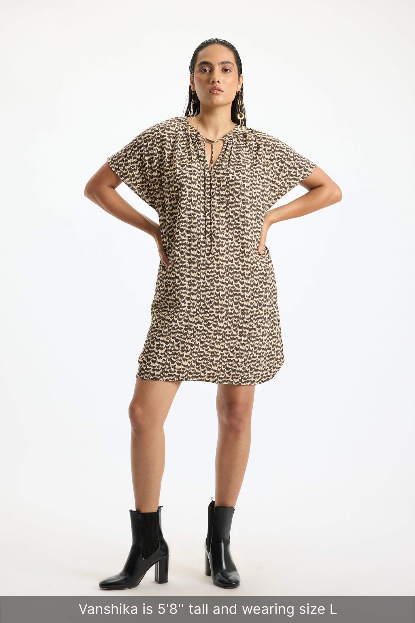 Ikrah|Soft Animal Instincts Viscose Dress with Pockets