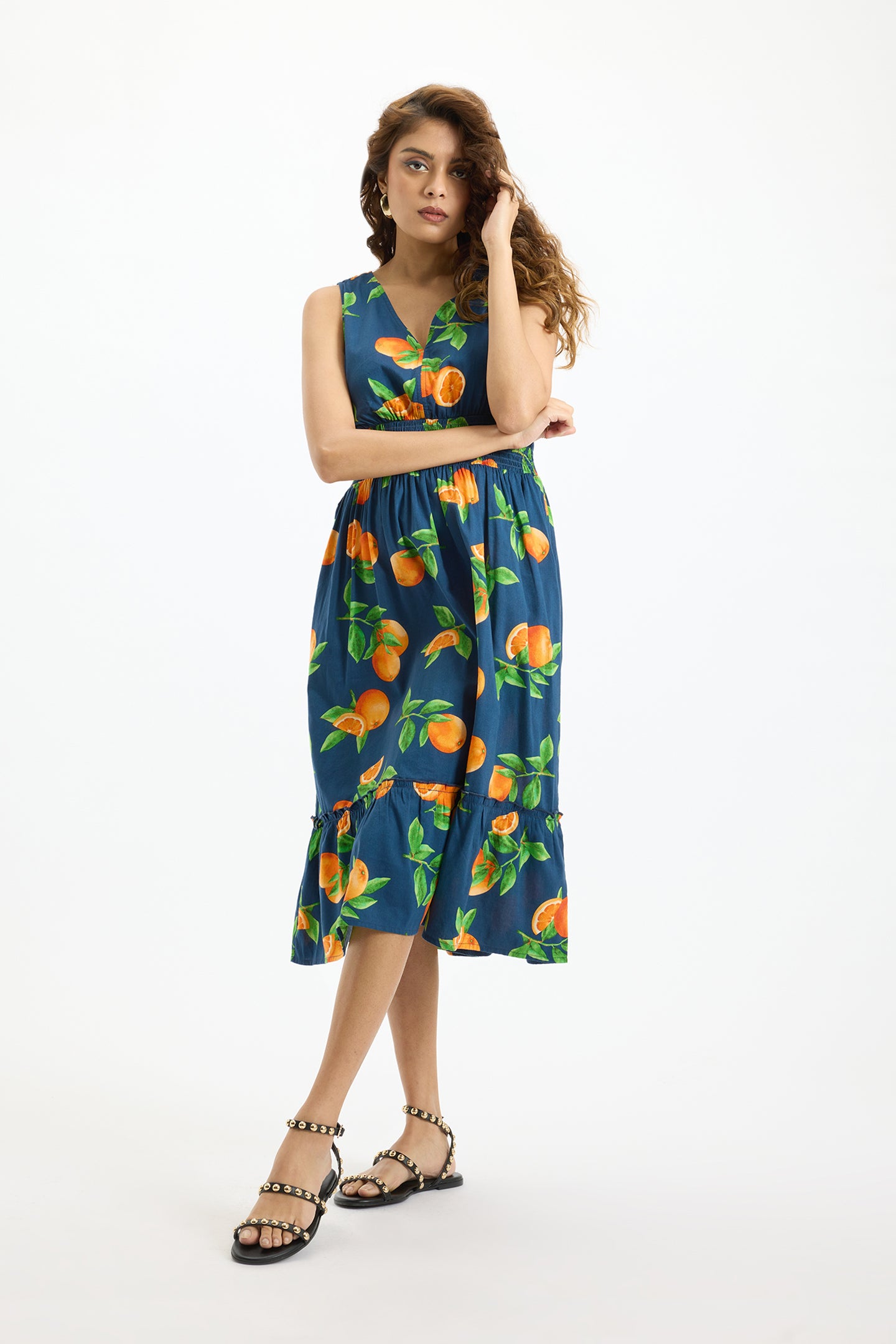 Iti|Breezy Fruit Print Cotton Dress with Pockets