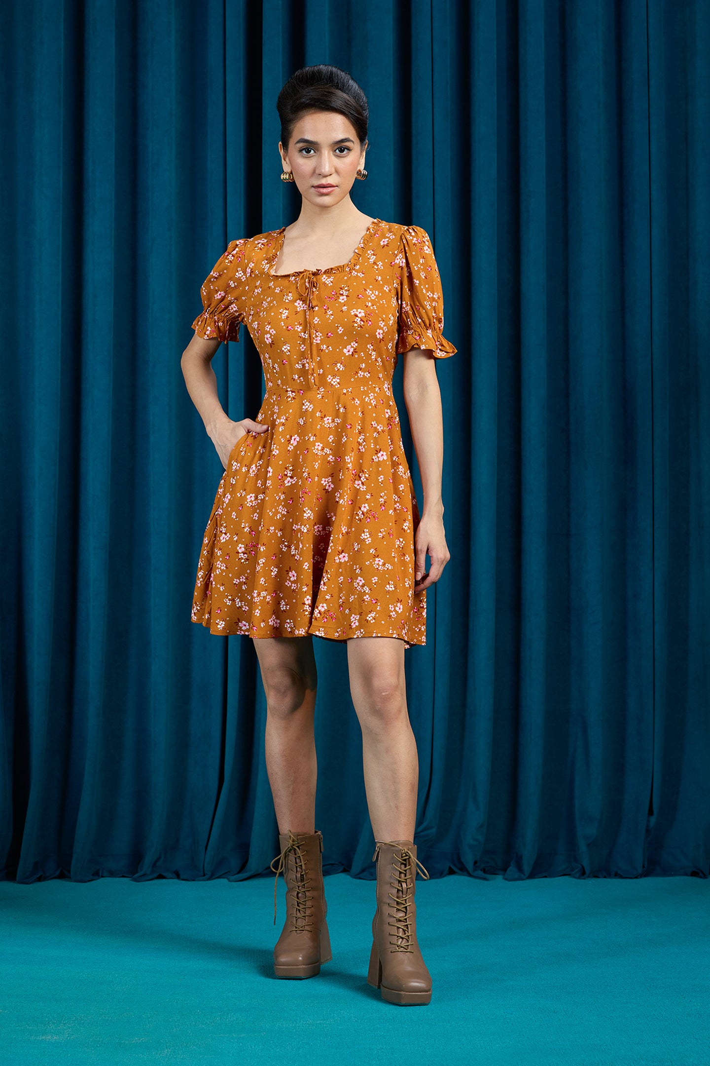 Hermione|Airy Cotton Viscose Floral Dress