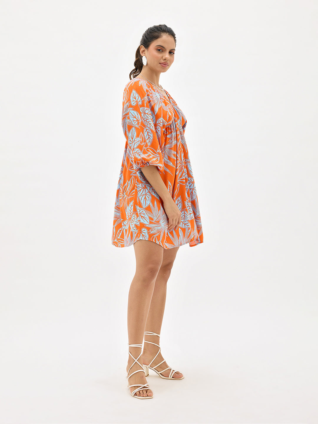 Maeve|V-neck printed mini dress