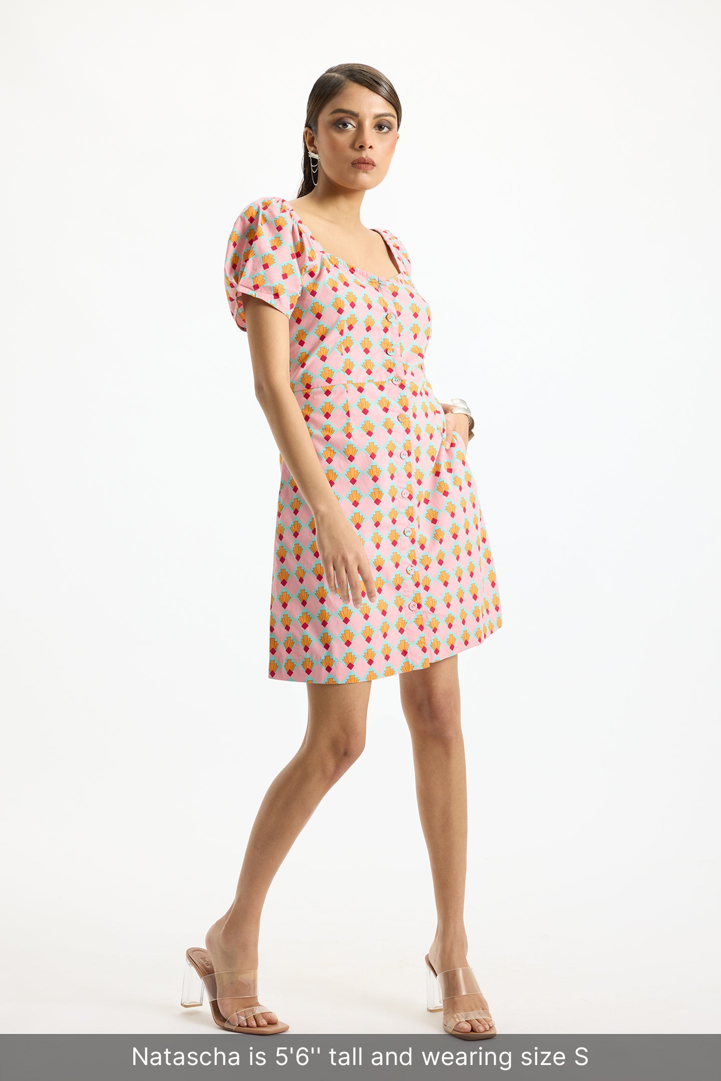 Rida|Cotton Soft Mini Dress in Pink