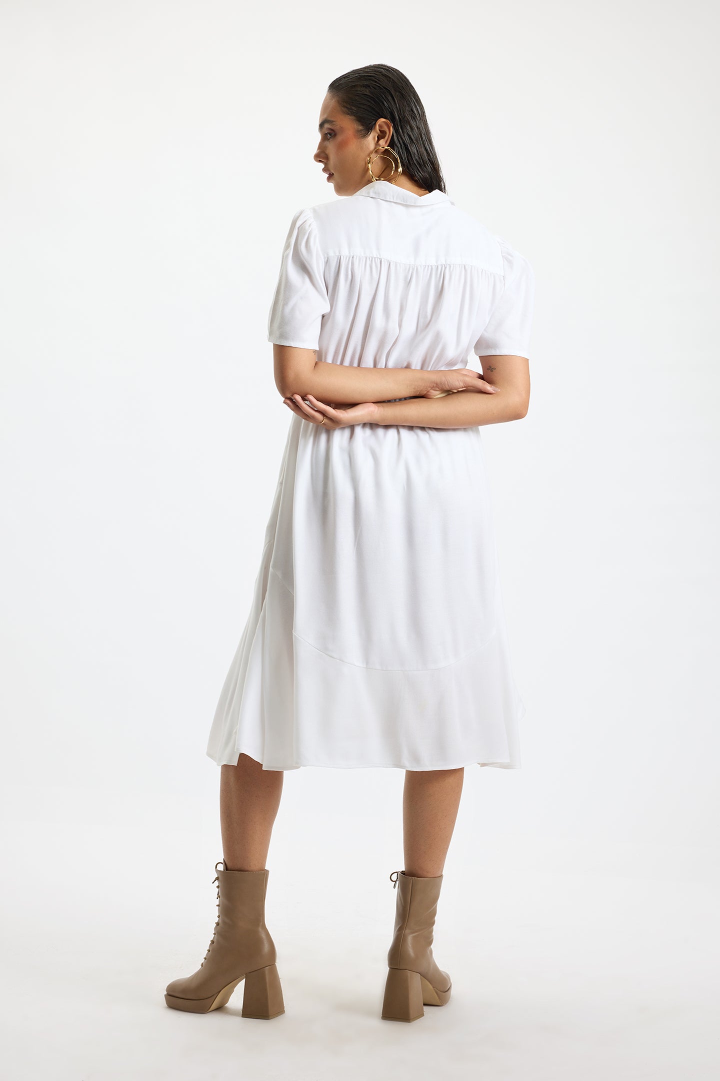 Daisy|Dreamy lyocell front tie-up dress with pocktes