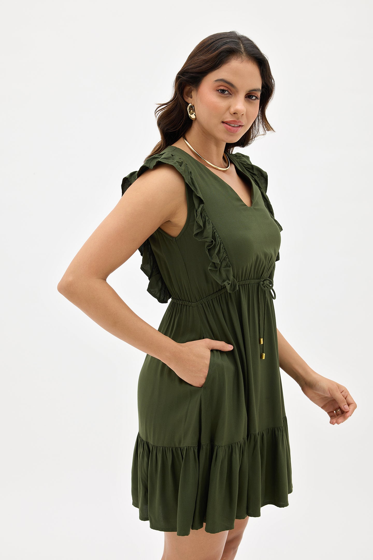Kiara|Flowy Viscose Dress with Pockets