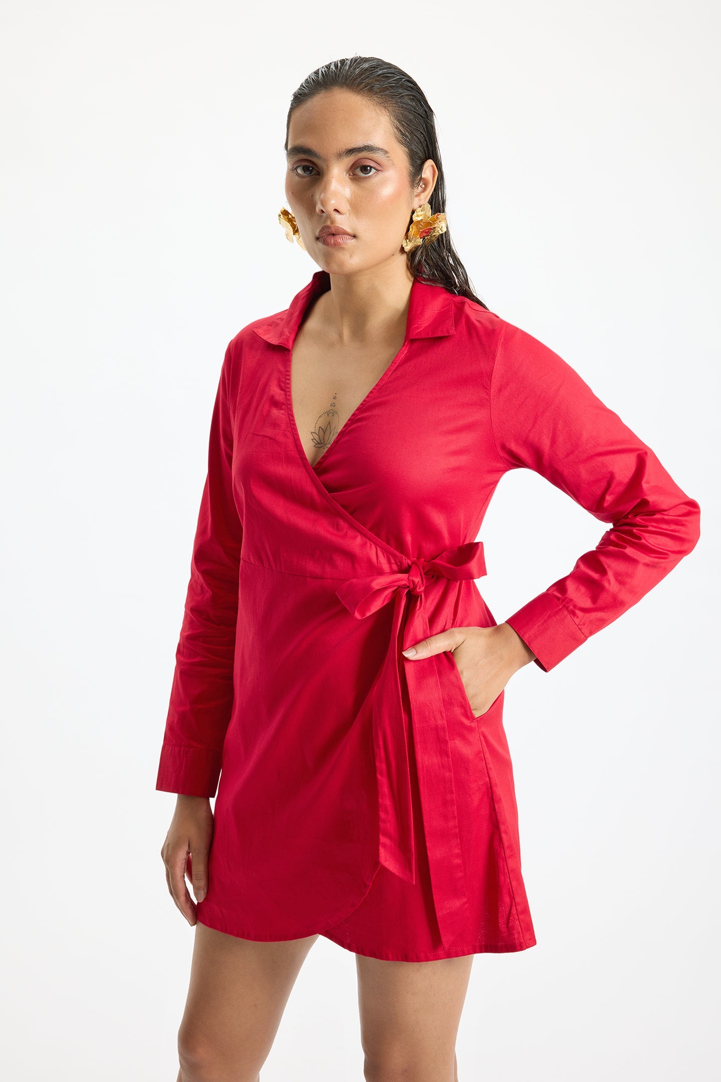 Viha|Ruby Reverie Wrap Blazer Dress with Pockets