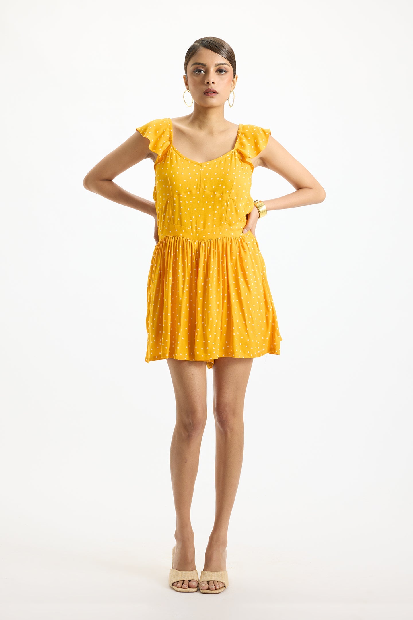 Keya|Citrus Splash Polka Dot Dress with Pockets
