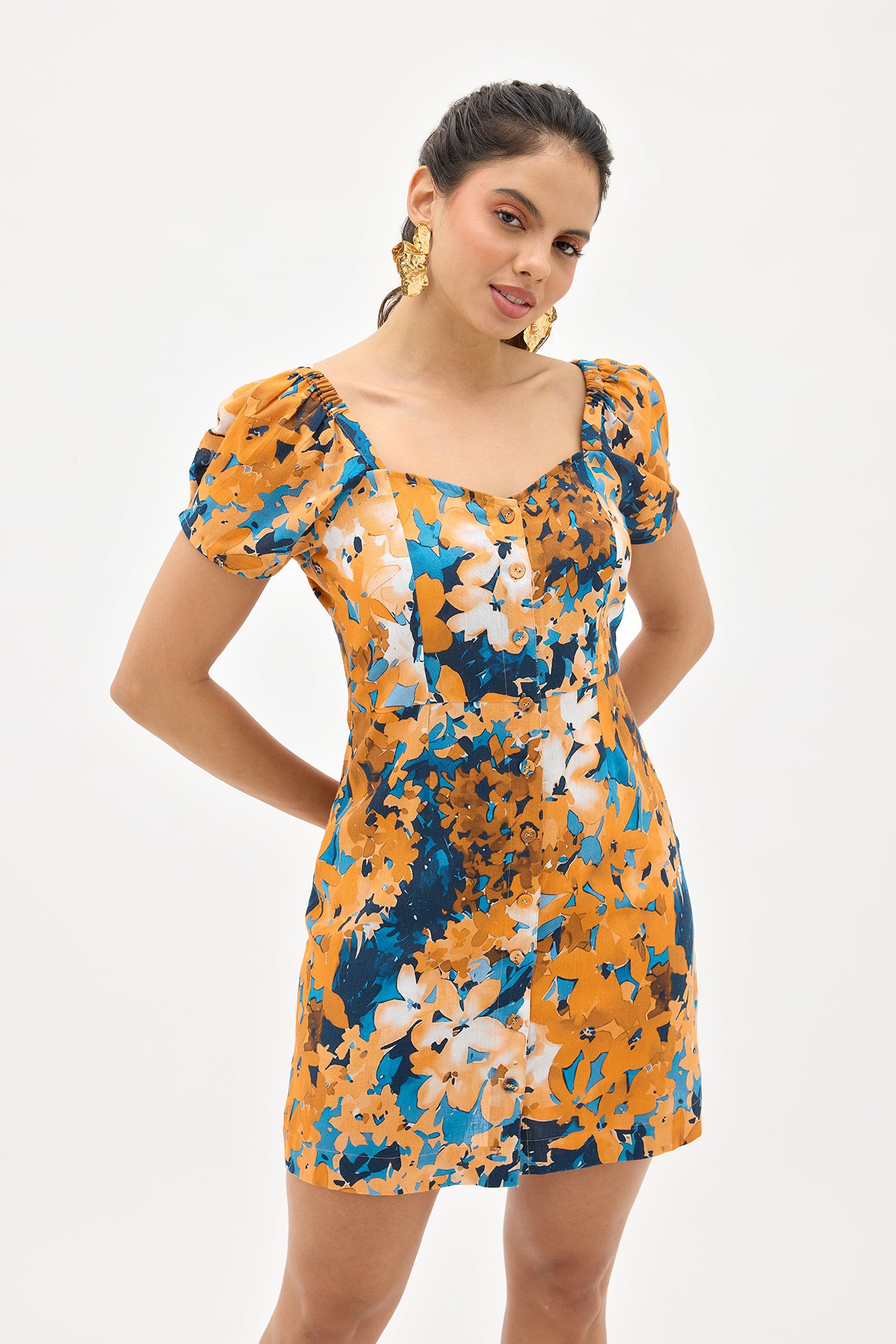 Novah|Breathable cotton sweetheart neckline dress