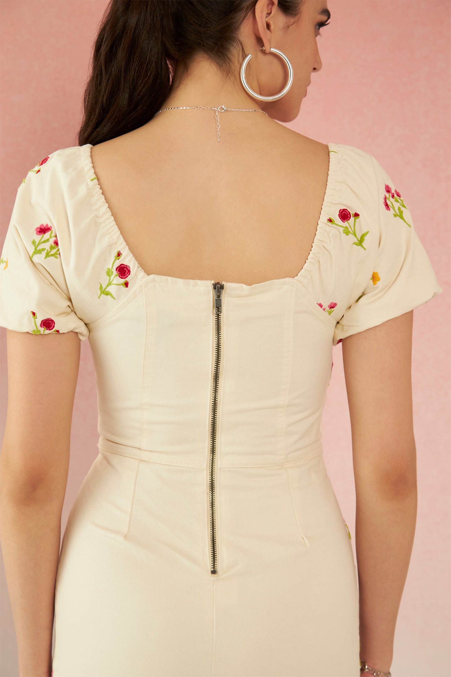 Alice|Comfy Cotton Floral Embroidered Dress